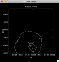 [Thumbnail image: The initial contour plot of the image shows extended emission in the core within a larger halo.]