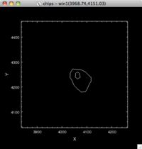 [Thumbnail image: There are two contours drawn, highlighting the core of the X-ray emission.]