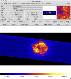 [Thumbnail image: The exposure-corrected image of the detector is displayed in ds9.]