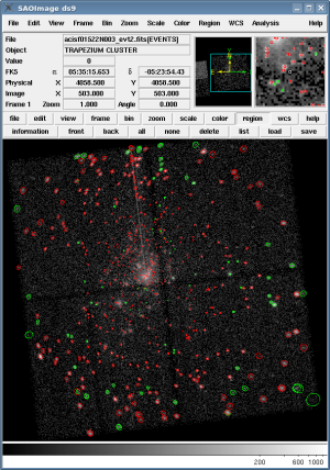 [Thumbnail image: Detections from both recursive blocking runs are shown on the data as different-colored ellipses.]