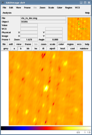 [Thumbnail image: The VLA image is displayed in (RA,Dec)]