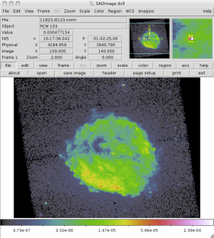 [Thumbnail image: The ACIS-I array is visible in the exposure-corrected image.]