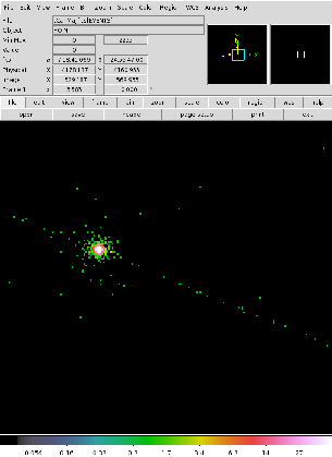 [Thumbnail image: The events file created by MARX includes the ACIS readout streak.]