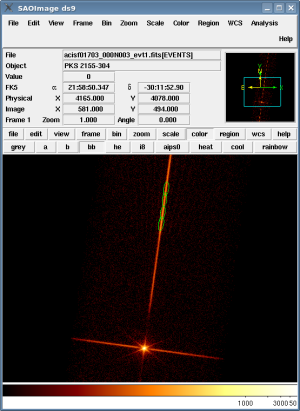 [Thumbnail image: The source list contains four elliptical regions far from the physical source.]