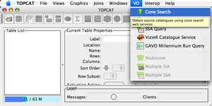 [CSC VO cone search service made available with          TOPCAT]