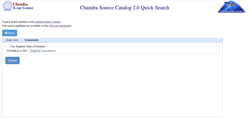 [Thumbnail image: The page is very limited in that all you can do is upload a file and select the format of the file (VOTABLE or TSV).]
