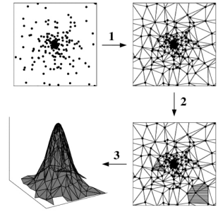 [Thumbnail image: schematic of Delaunay tessellation field estimator steps]