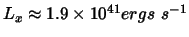 $L_x\approx 1.9\times 10^{41} ergs~s^{-1}$
